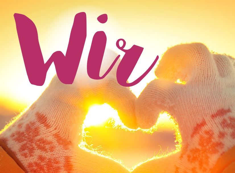 Titelblatt Wir 72 - Haende in winterlichen Handschuhen formen ein Herz