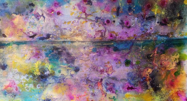 Abstraktes Kunstwerk, farbenfroh mit ausgeprägten Textur