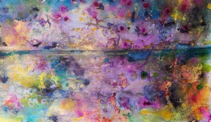 Abstraktes Kunstwerk, farbenfroh mit ausgeprägten Textur