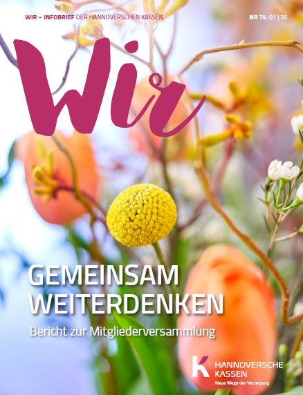 Titelfoto Wir Nr. 74 - mit bunten Frühlingsblumen im Hintergrund